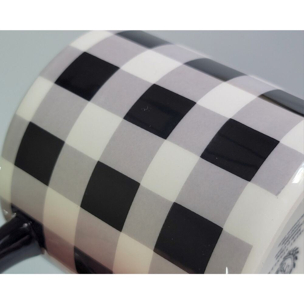 ROBERT STANLEY Black & White Buffalo Plaid Large Ceramic Coffee Mug Farmhouse - Picture 11 of 11